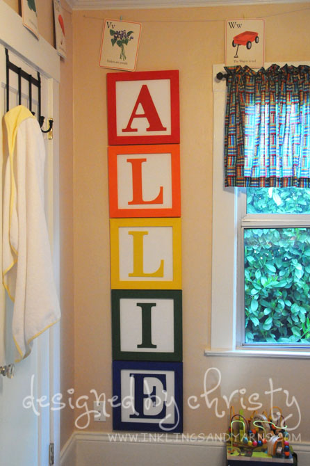 Wooden Block Nursery Decoration | www.inklingsandyarns.com