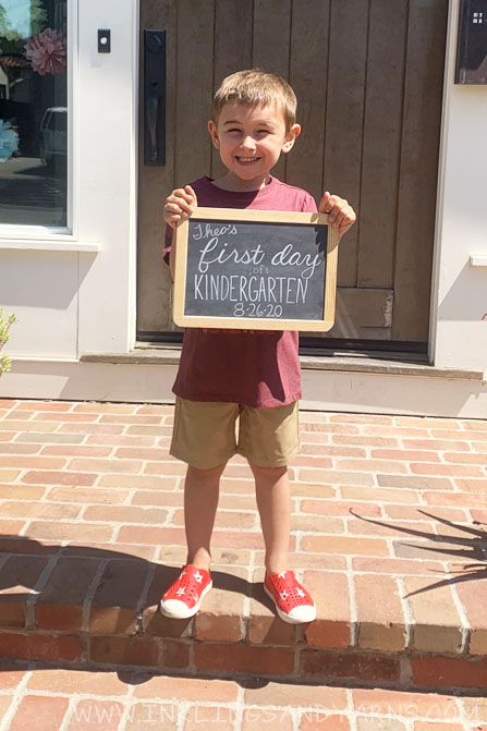 Boy in First Day of Kindergarten